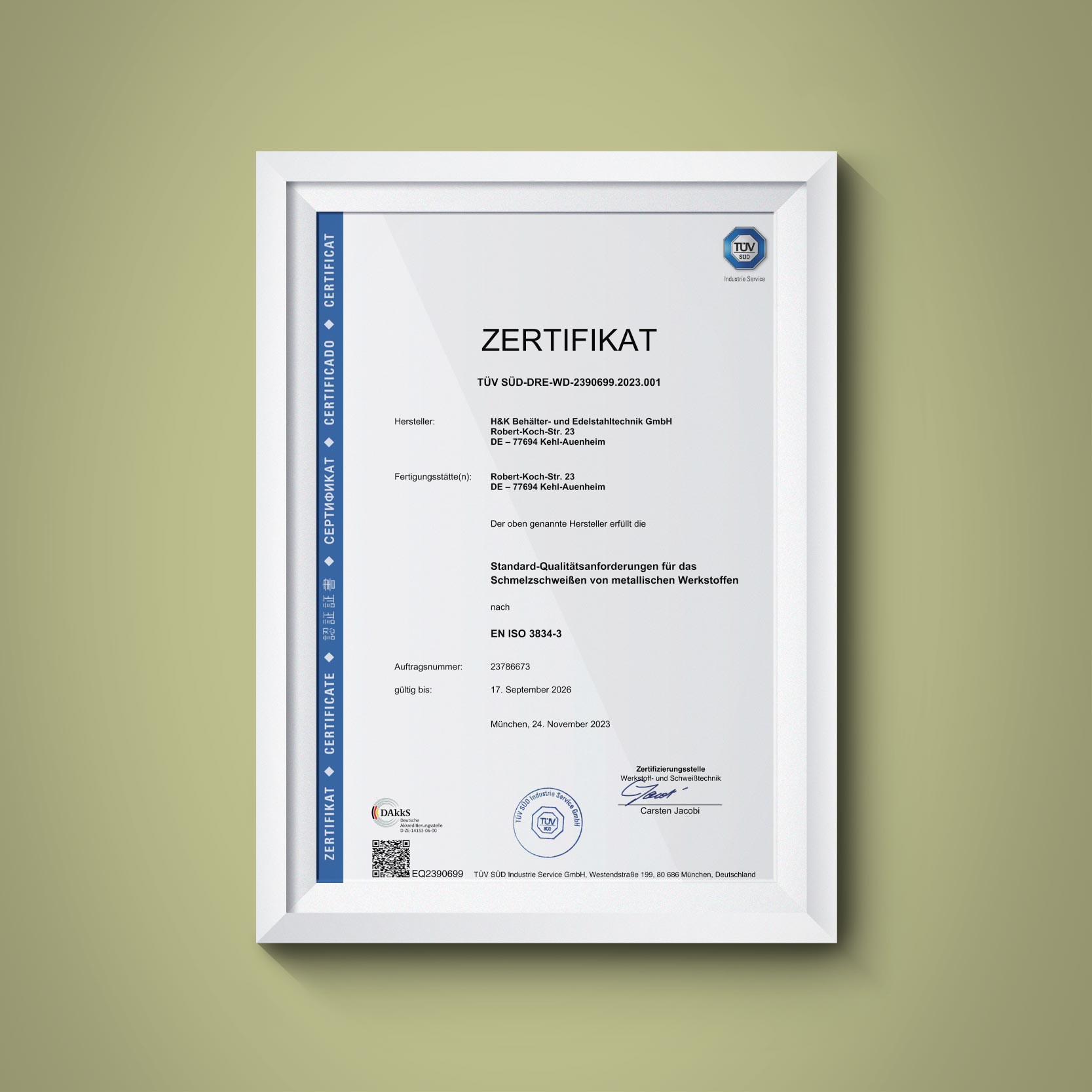 Zertifikat Schmelzschweißen